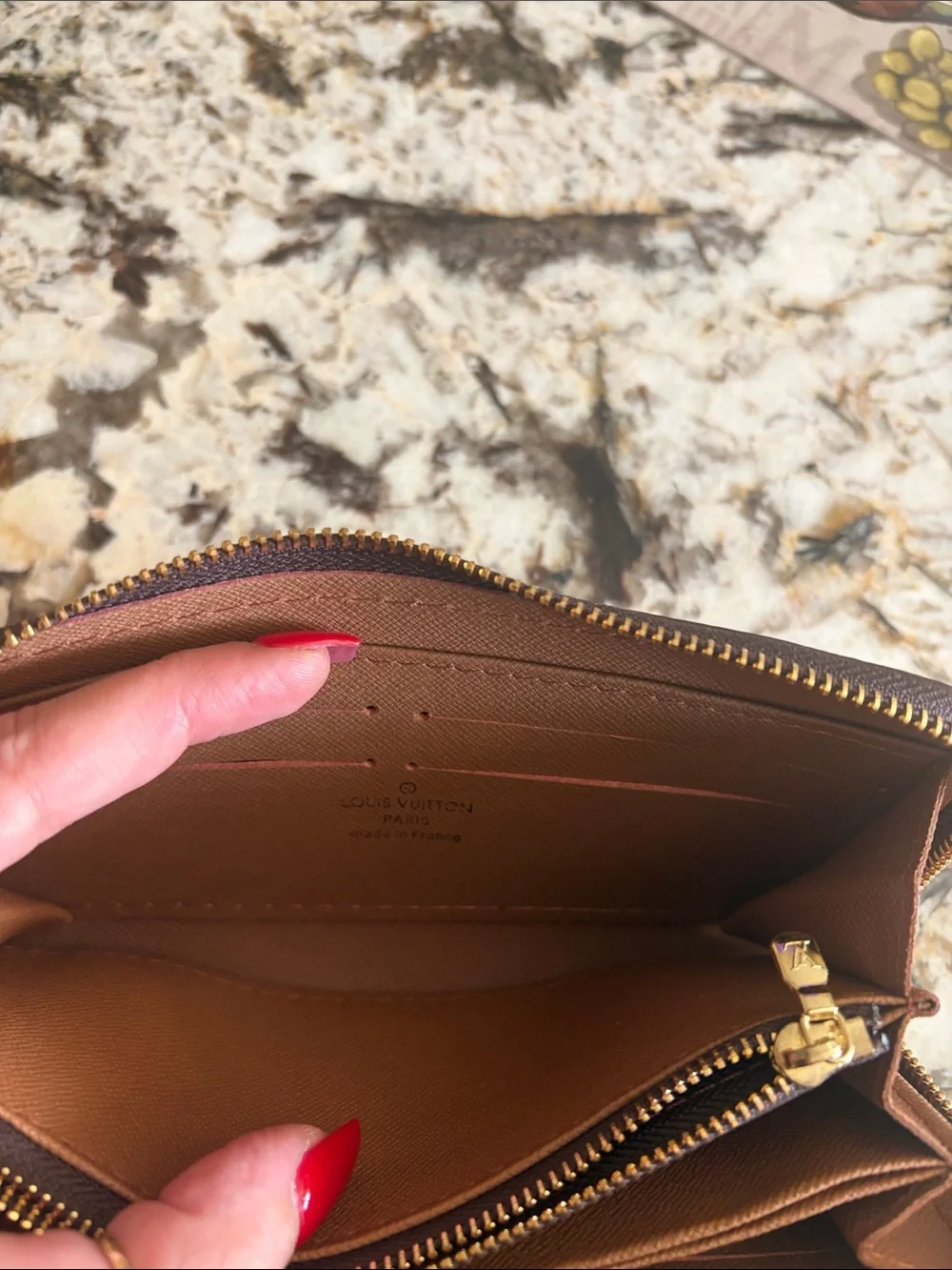 Louis Vuitton Monogram Canvas Zip Wallet in Brown and Gold